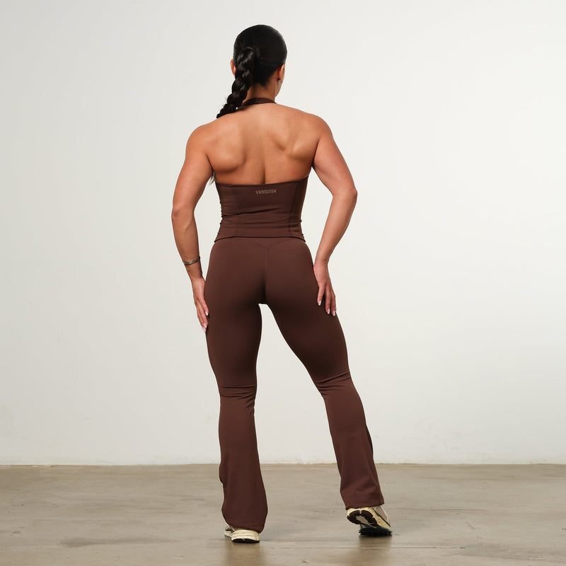 VANQUISH ENHANCE COFFEE BROWN HIGH-WAIST FLARED LEGGING 2枚目の画像