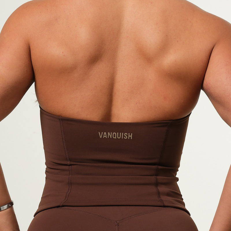 VANQUISH ENHANCE COFFEE BROWN HALTER NECK TOP 5枚目の画像