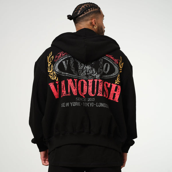 Vanquish Trophy Black Zip Oversized Hoodie 1枚目の画像