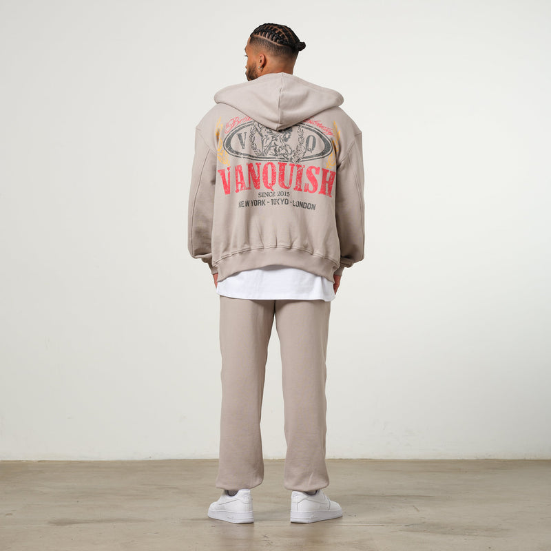 Vanquish Trophy Taupe Zip Oversized Hoodie 3枚目の画像