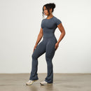 VANQUISH ENHANCE STEEL BLUE PETITE HIGH-WAIST FLARED LEGGING 2枚目の画像