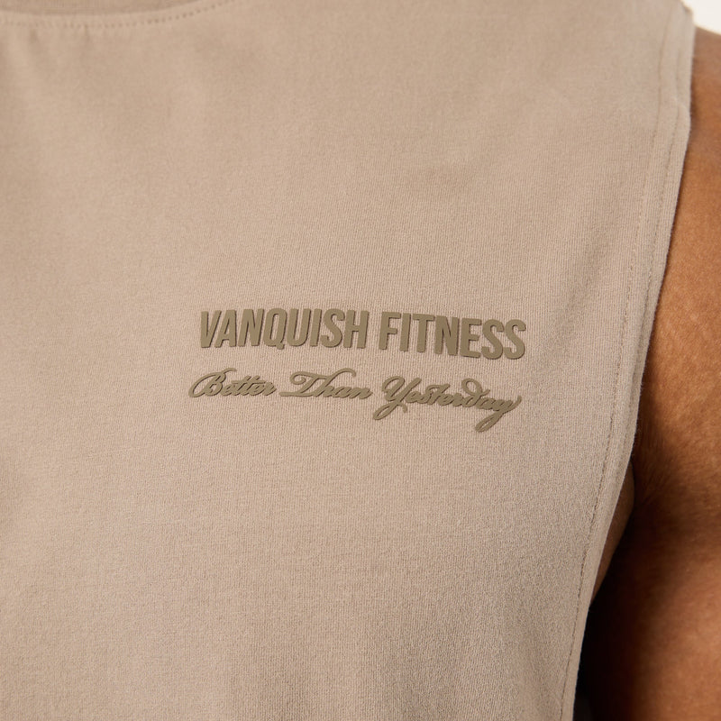 VANQUISH FITNESS Signatureモデル ノースリーブTシャツ サンド 国内発送 5枚目の画像