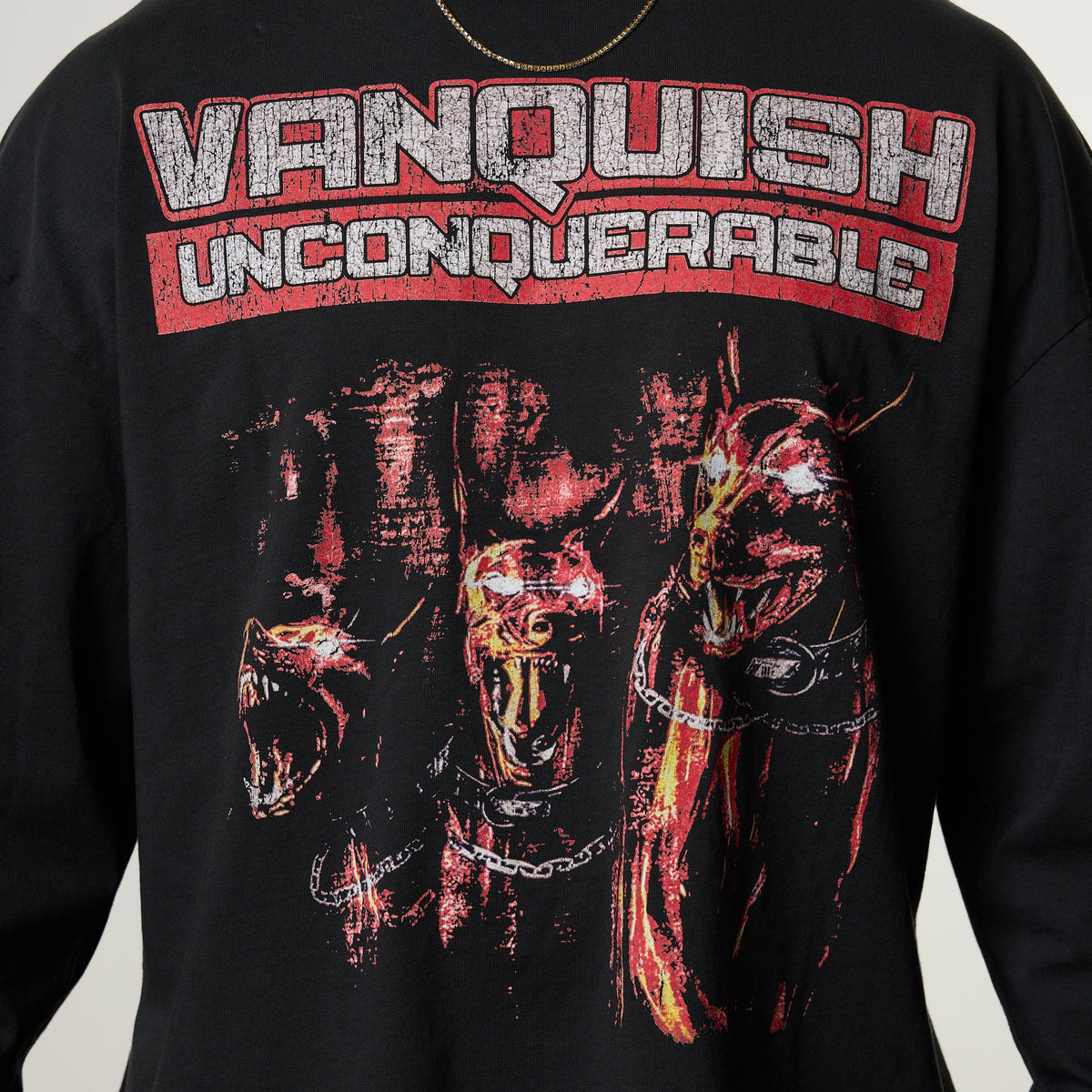 VANQUISH FITNESS ドーベルマン オーバーサイズロングTシャツ VANQUISH FITNESS Obsidianモデル ブラック ドーベルマン