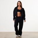 WOMENS WASHED BLACK HEAVY WEIGHT OVERSIZED ZIP HOODIE 5枚目の画像