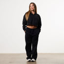 WOMENS WASHED BLACK HEAVY WEIGHT OVERSIZED ZIP HOODIE 6枚目の画像