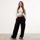 WOMENS ESSENTIAL BLACK CARGO STRAIGHT LEG SWEATPANTS 4枚目の画像