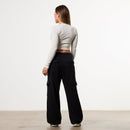 WOMENS ESSENTIAL BLACK CARGO STRAIGHT LEG SWEATPANTS 5枚目の画像