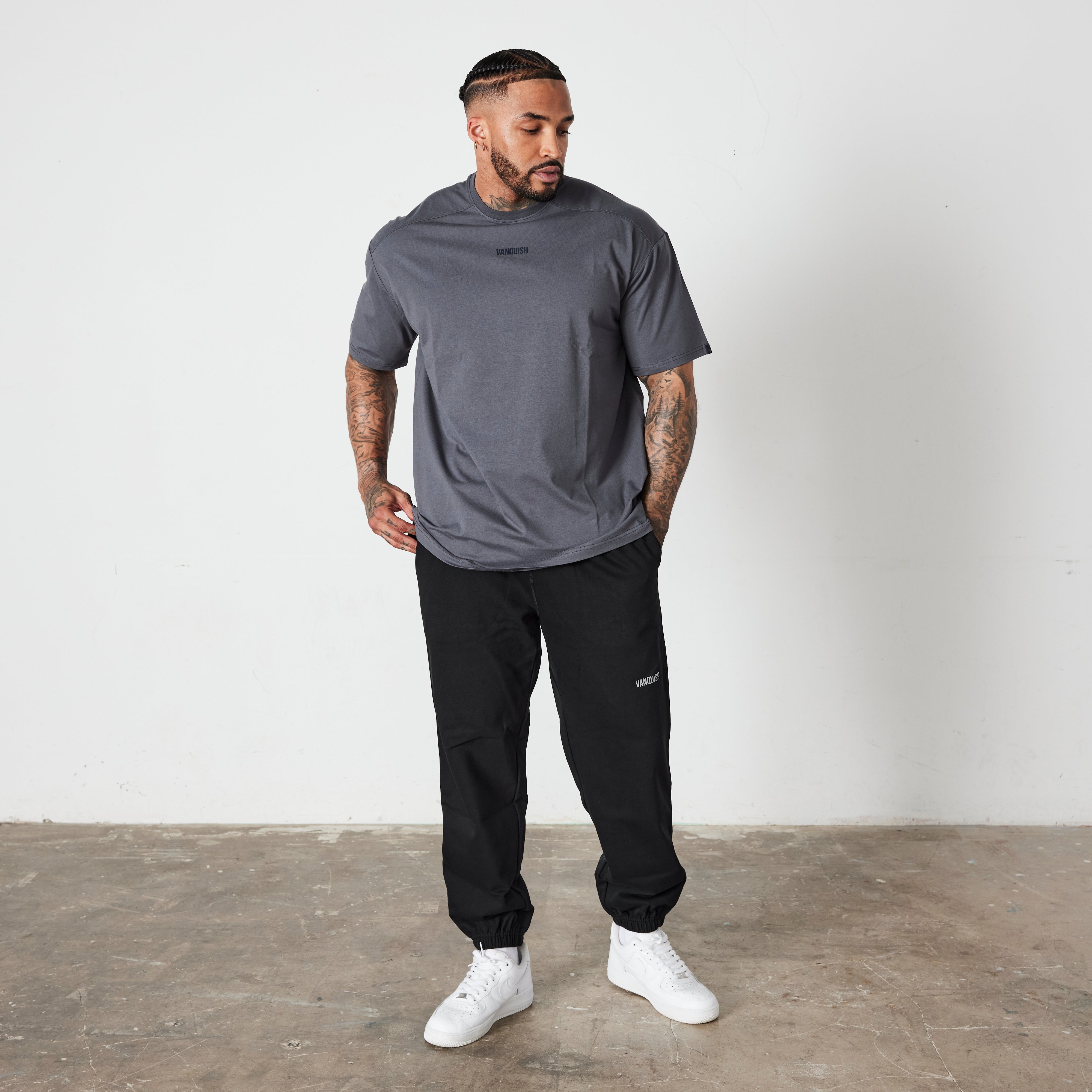 VANQUISH FITNESS Essentialモデル デニム ブルー オーバーサイズTシャツ