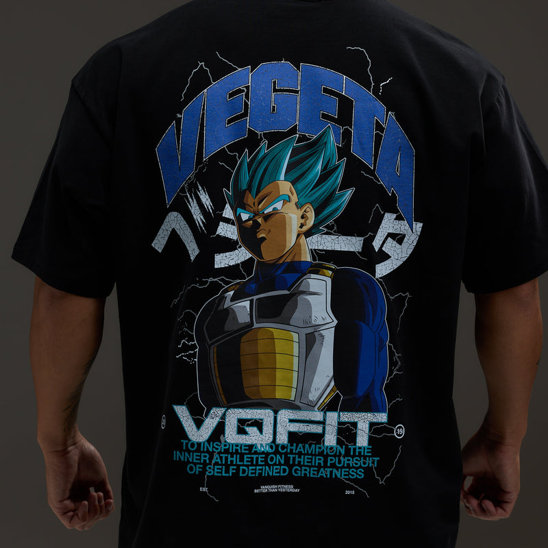 VANQUISH FITNESS DBSモデル ベジータ SSGSS ブラック オーバーサイズT 