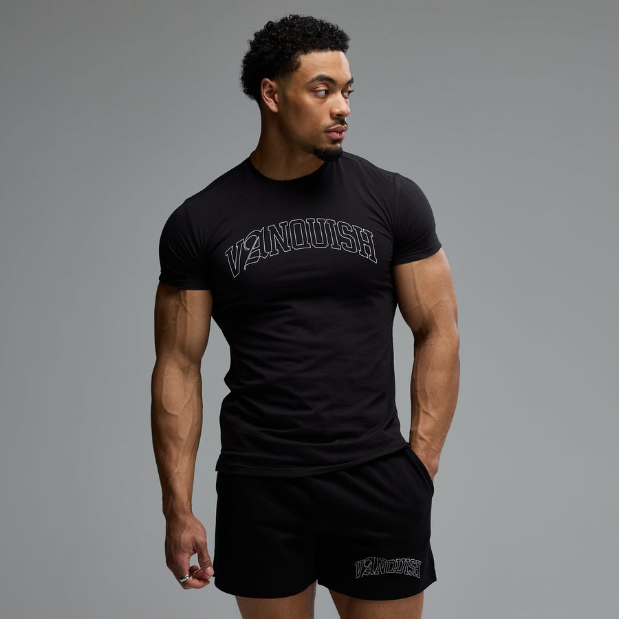 ACADEMY OUTLINE BLACK SLIM FIT T SHIRT 1枚目の画像