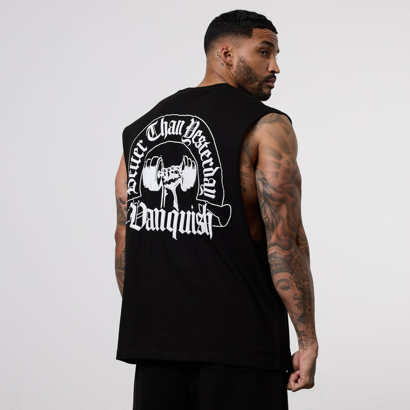Vanquish Dark Script Black Sleeveless T-Shirt 1枚目の画像