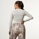 WOMENS NEUTRAL MIDI LONG SLEEVE RIBBED T SHIRT 5枚目の画像