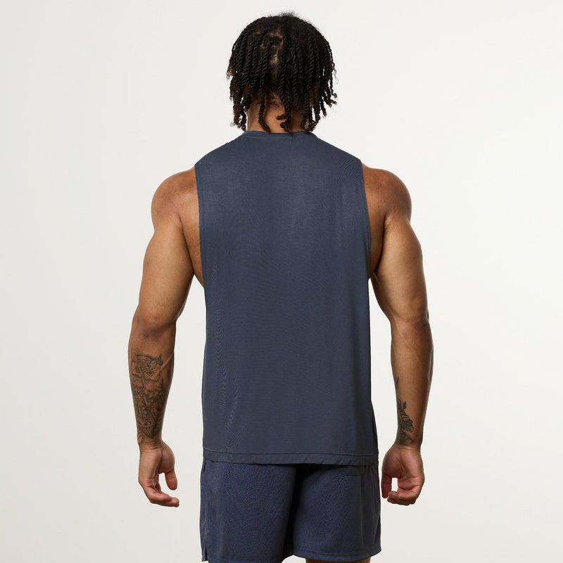 Vanquish Ultra Soft Navy Blue Oversized Sleeveless T Shirt 2枚目の画像
