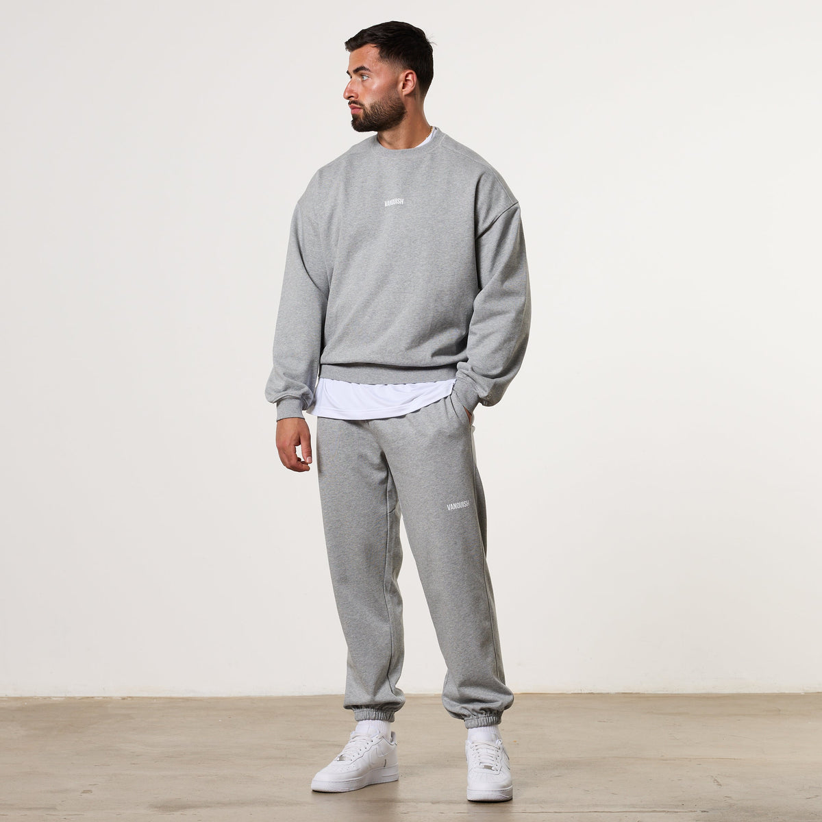 Vanquish Essential V2 Grey Melange Oversized Boxy Sweatshirt 3枚目の画像