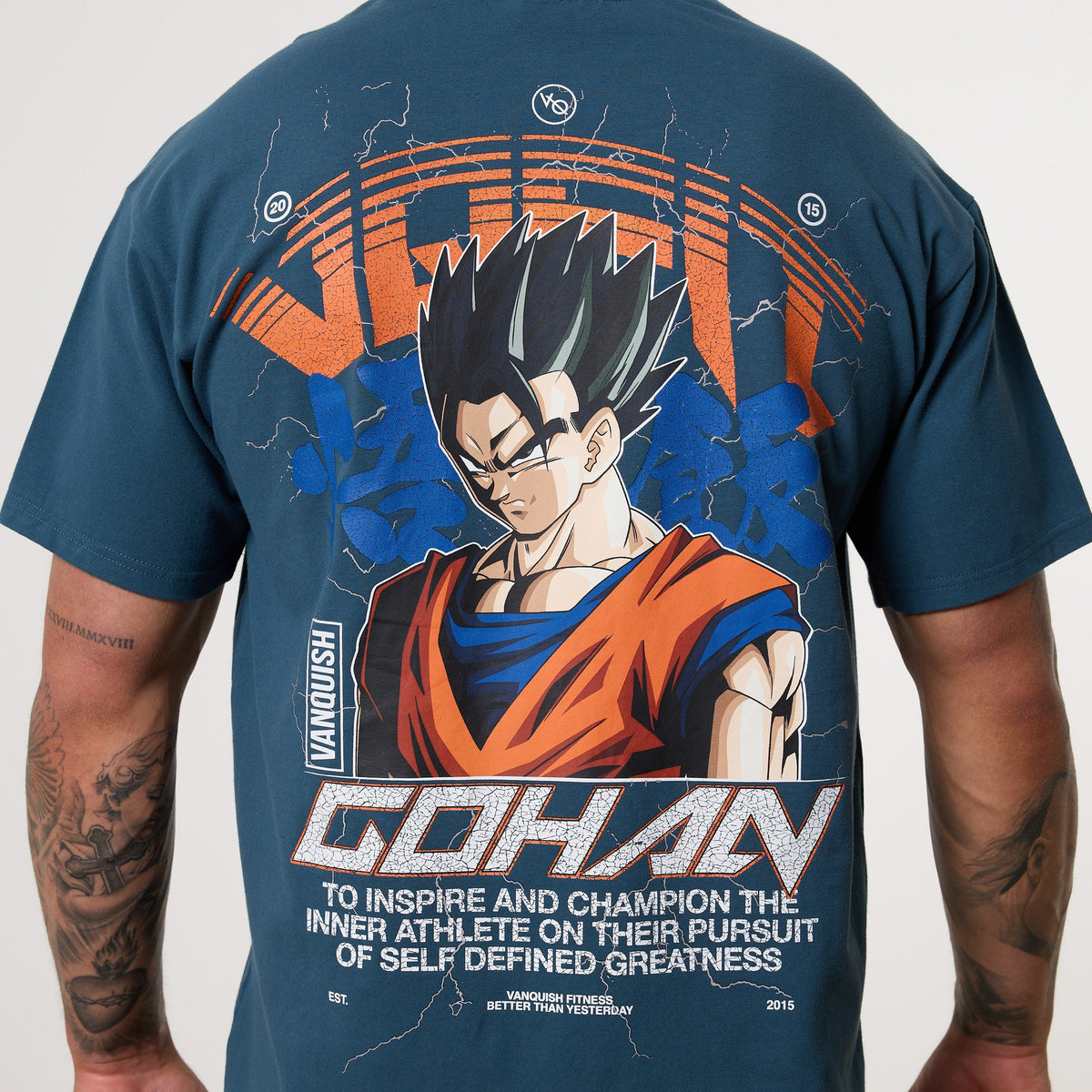 VANQUISH FITNESS DBSモデル ゴハン ブルーTシャツ