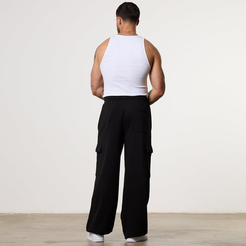 Essential BLACK BAGGY CARGO SWEATPANTS 4枚目の画像