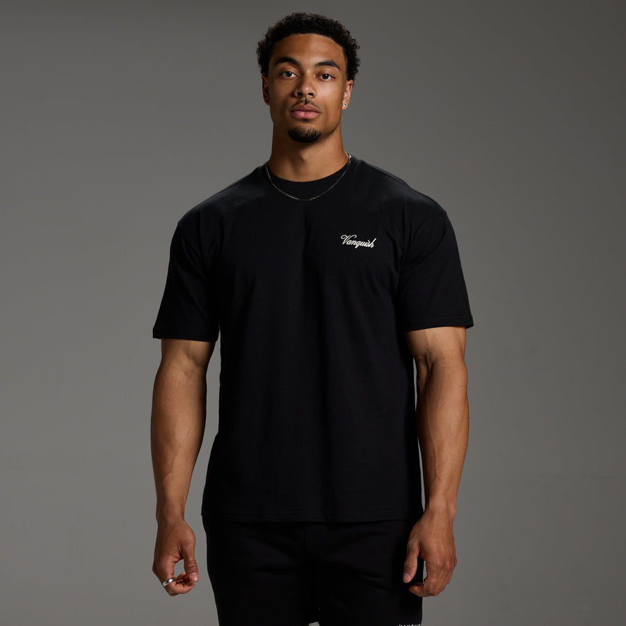 SLUB MINIMAL BLACK OVERSIZED T SHIRT 1枚目の画像