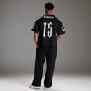 VARSITY TRIBAL BLACK OVERSIZED FOOTBALL T SHIRT 5枚目の画像
