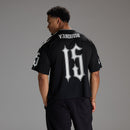 VARSITY TRIBAL BLACK OVERSIZED FOOTBALL T SHIRT 2枚目の画像