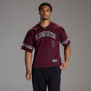 VARSITY DARK RED OVERSIZED FOOTBALL T SHIRT 1枚目の画像