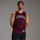 VARSITY DARK RED OVERSIZED BASKETBALL TANK 1枚目の画像