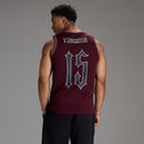 VARSITY DARK RED OVERSIZED BASKETBALL TANK 2枚目の画像