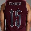 VARSITY DARK RED OVERSIZED BASKETBALL TANK 4枚目の画像