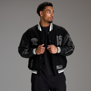 VARSITY BLACK OVERSIZED BOMBER JACKET 1枚目の画像