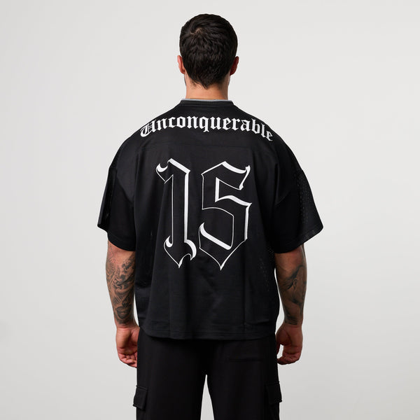 Varsity Black Oversized Boxy Football Jersey 1枚目の画像