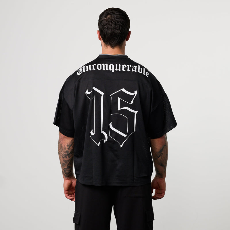 Varsity Black Oversized Boxy Football Jersey 1枚目の画像