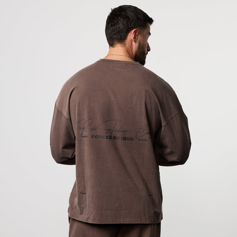 BLACK FORGE WASHED BROWN OVERSIZED LONG SLEEVE T SHIRT 2枚目の画像