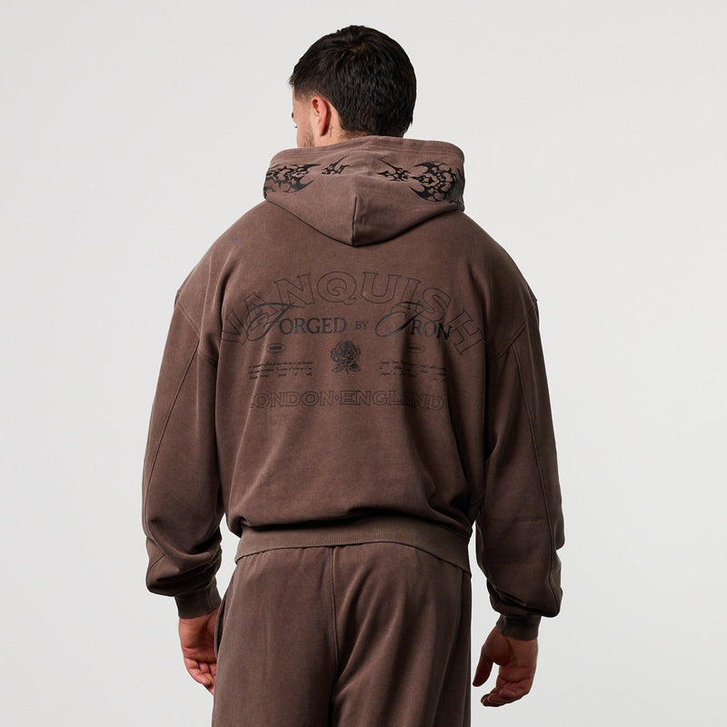 BLACK FORGE WASHED BROWN BOXY OVERSIZED HOODIE 2枚目の画像