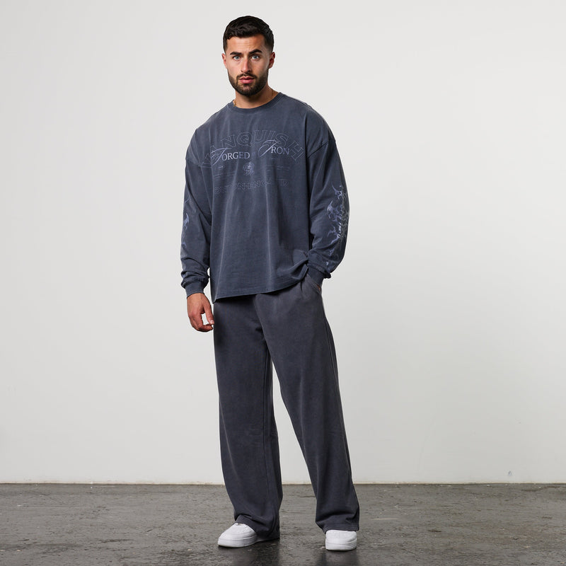 BLACK FORGE WASHED NAVY OVERSIZED LONG SLEEVE T SHIRT 5枚目の画像