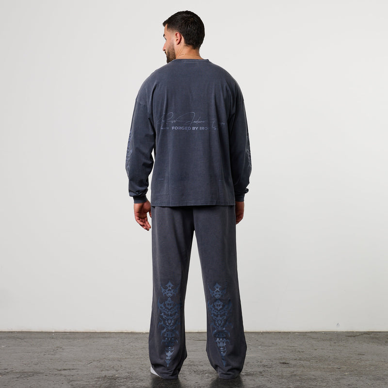 BLACK FORGE WASHED NAVY OVERSIZED LONG SLEEVE T SHIRT 6枚目の画像