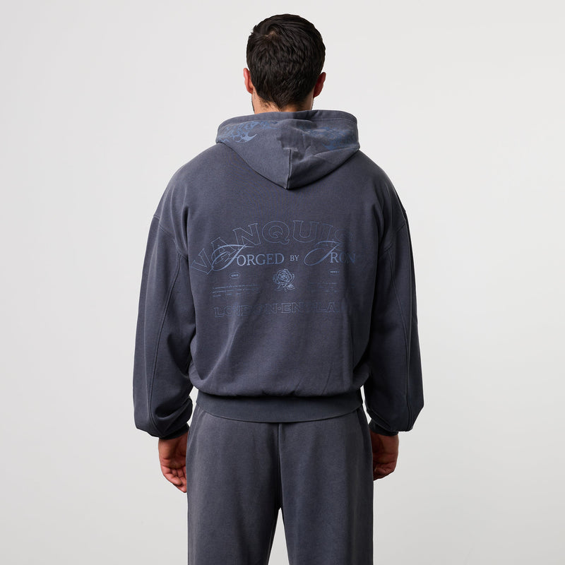 BLACK FORGE WASHED NAVY BOXY OVERSIZED HOODIE 1枚目の画像