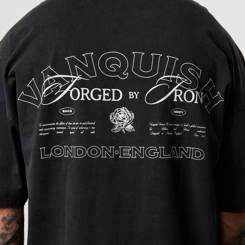 BLACK FORGE WASHED BLACK BOXY OVERSIZED T SHIRT 3枚目の画像