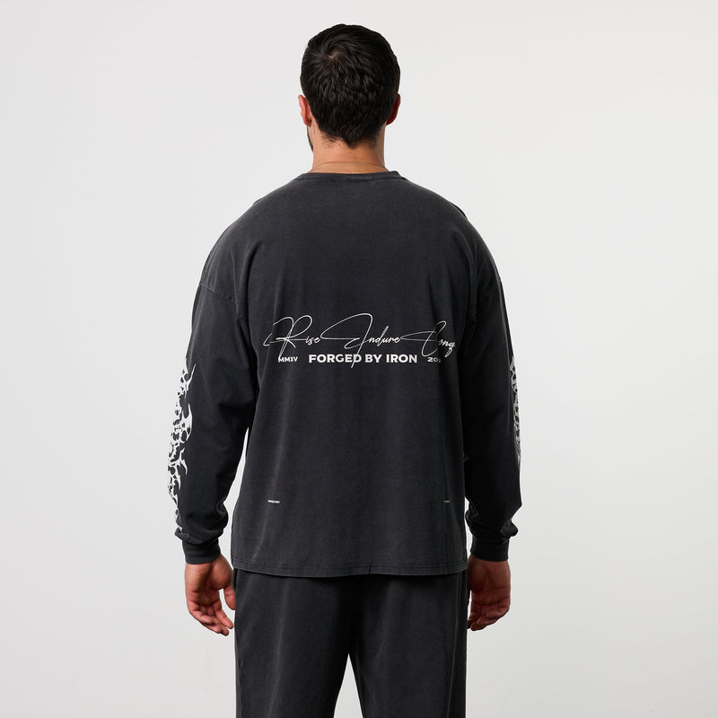 FORGE WASHED BLACK OVERSIZED LONG SLEEVE T SHIRT 2枚目の画像