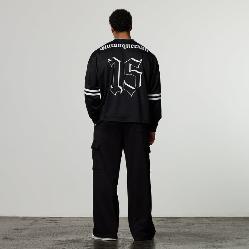 Varsity Black Oversized Boxy Hockey Jersey 3枚目の画像