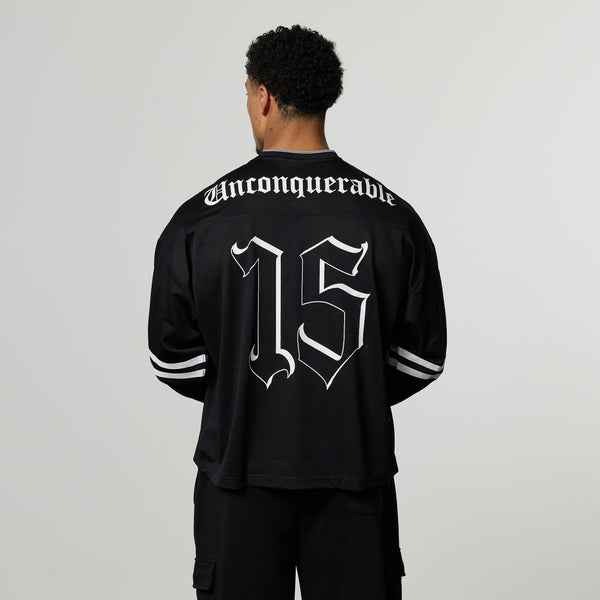 Varsity Black Oversized Boxy Hockey Jersey 1枚目の画像