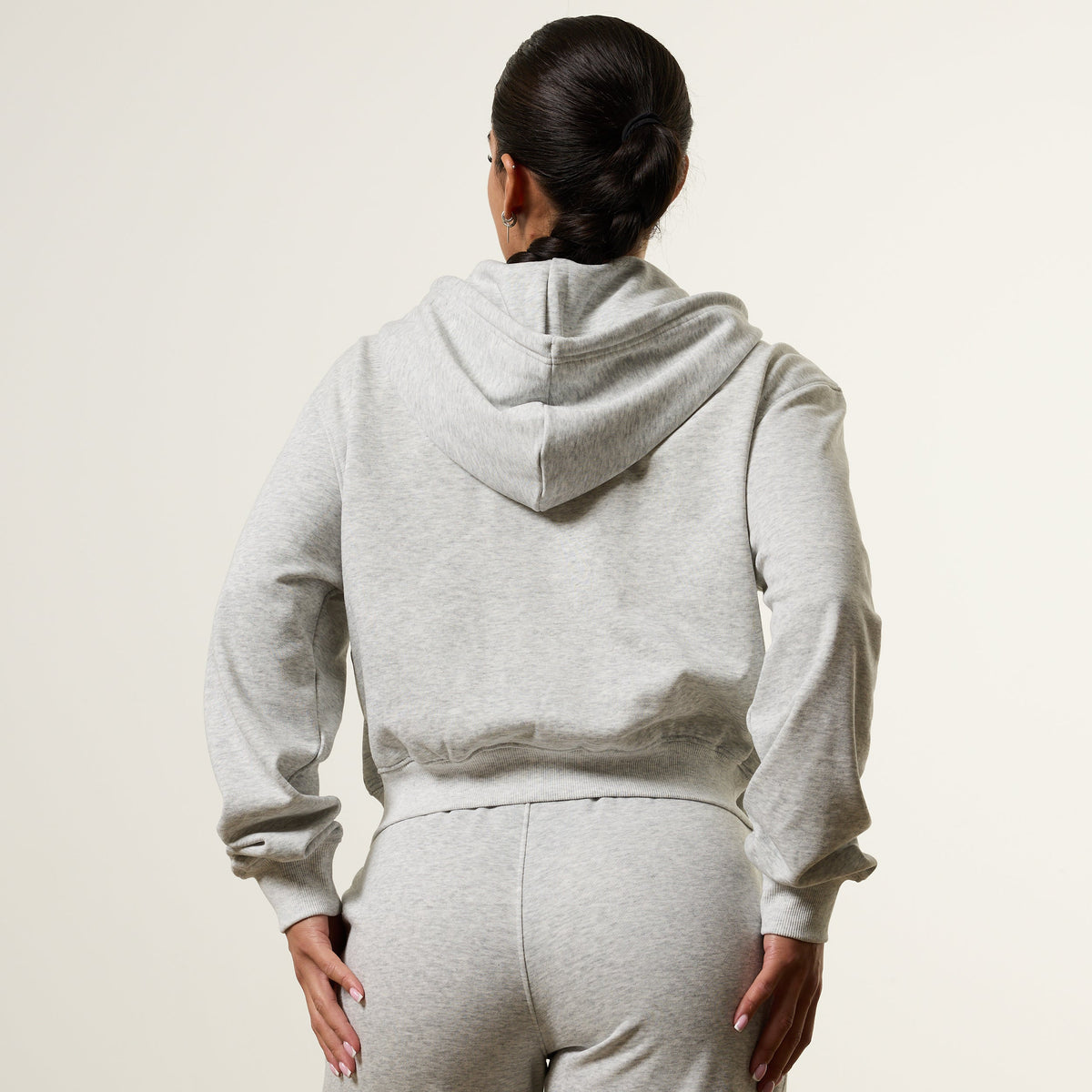 Vanquish Essential Grey Marl Cropped Zip Through Hoodie 4枚目の画像