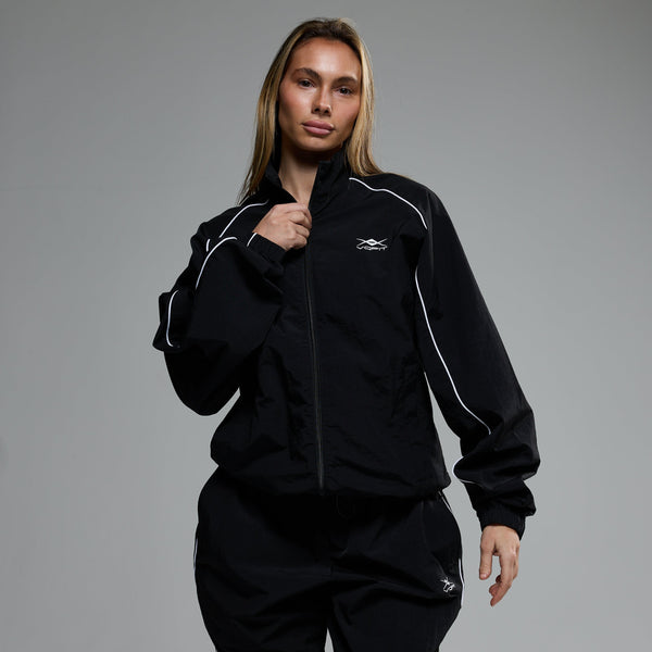 ナイロン ブラック トラックジャケット　ヴァンキッシュフィットネス VANQUISH FITNESS Nylon Tracksuitモデル レディース ブラック