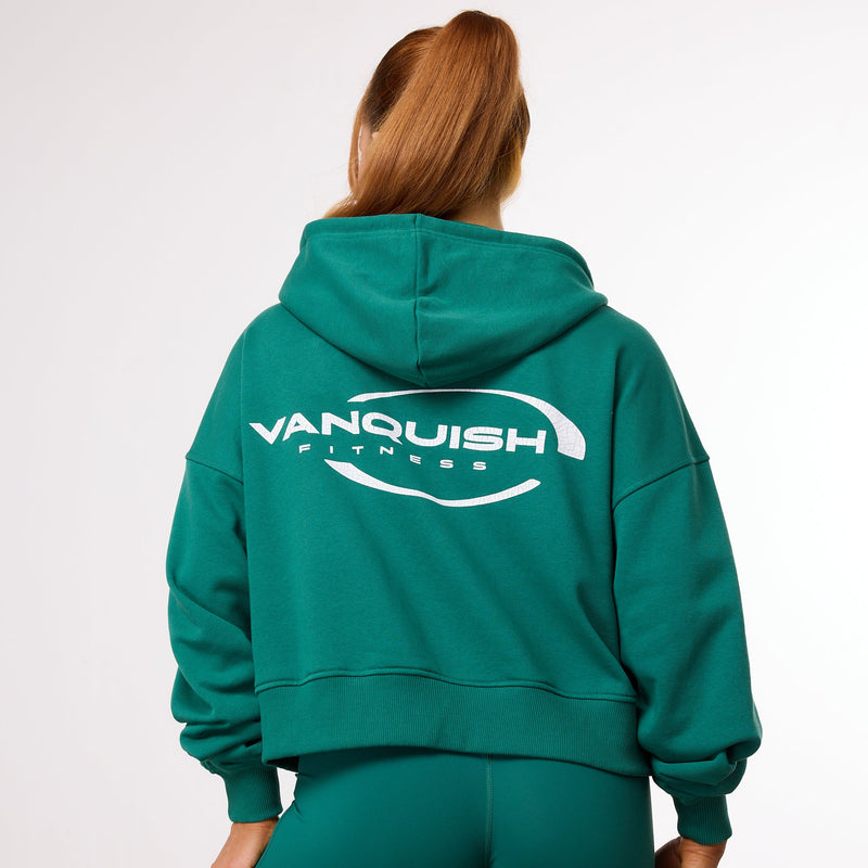 Vanquish Enhance Forest Green Cropped Zip Through Hoodie 4枚目の画像