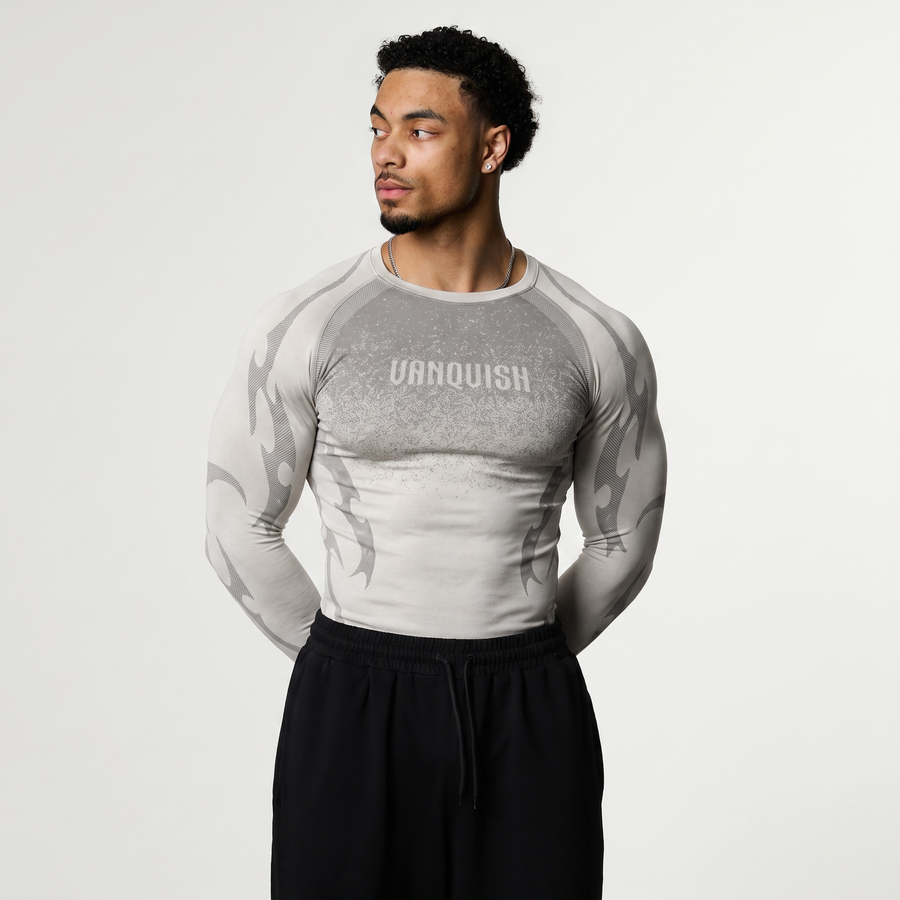 TRIBAL COMPRESSION LIGHT GREY LONG SLEEVE T SHIRT 1枚目の画像