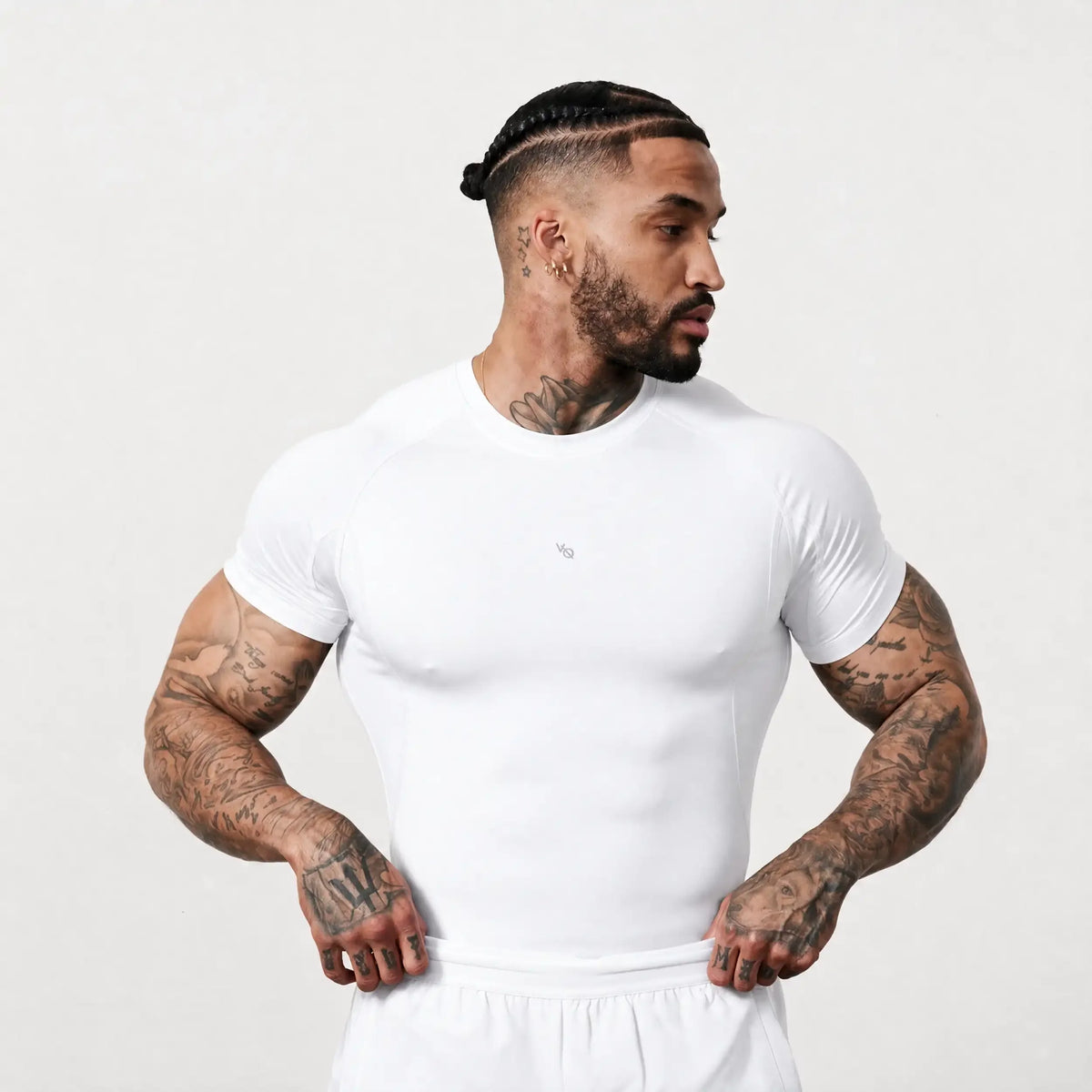 EVOLVE WHITE MUSCLE FIT COMPRESSION T SHIRT 1枚目の画像