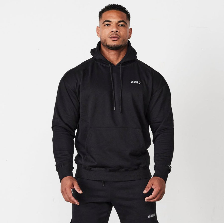 Vanquish Essential Black Oversized Pullover Hoodie 1枚目の画像
