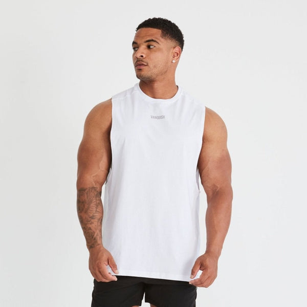 Vanquish Essential White Oversized Sleeveless T Shirt 1枚目の画像