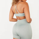 Vanquish Ribbed Seamless Slate Grey Cross Back Low Support Bra 5枚目の画像