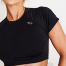 Vanquish Elevate Seamless Black Cap Sleeve Cropped T Shirt 2枚目の画像
