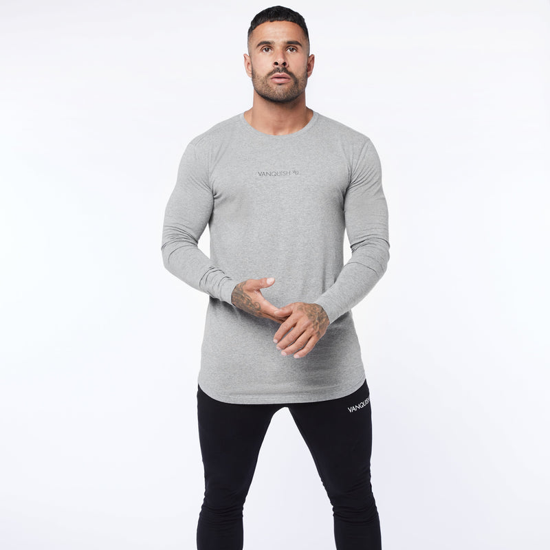 【Smallのみ】VANQUISH FITNESS Coreモデル グレー 長袖 Tシャツ