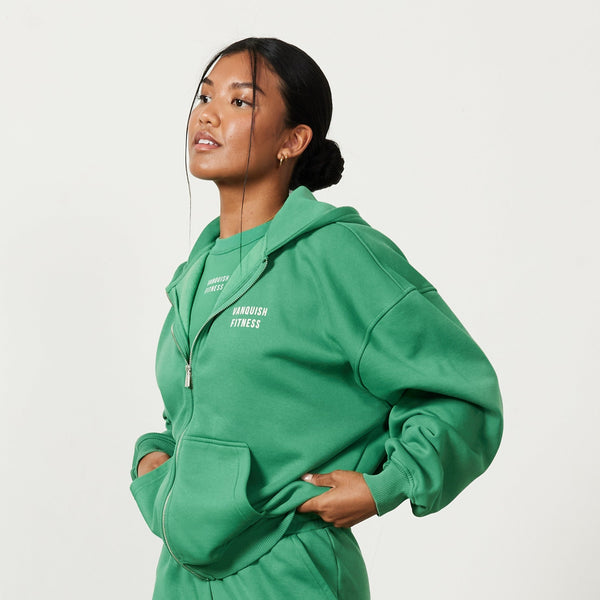 VANQUISH FITNESS Rejuvenateモデル フルジップ オーバーサイズ パーカー Green / Large / お取り寄せ